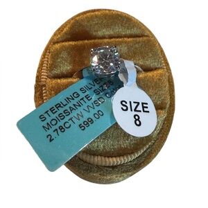 2.78ct Moissanite Sterling Silver Cushion-Cut Ring